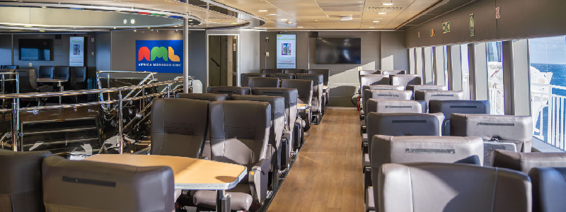 AML Africa Morocco Link: sal&oacute;n interior a bordo del Morocco Star