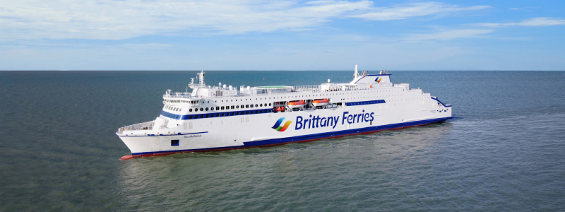 Brittany Ferries: vessel Salamanca crossing the Bay of Biscay on the Bilbao&ndash;Portsmouth route, powered by Liquefied Natural Gas (LNG)