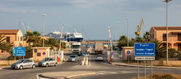 Zona de embarque de pasajeros en el puerto de Arbatax