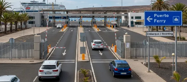 Muelle y accesos a la terminal del puerto de Corralejo