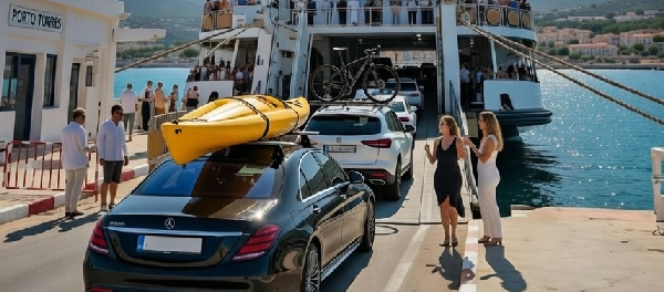 Vista del puerto de Porto Torres y zona de embarque